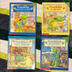 Scholastic Franklin Board Book Set with Blue, Yellow, Green, and Teal Covers